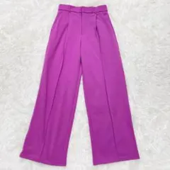 ジーユー　GU カットソースラックス　パープル　タック入り　【M】