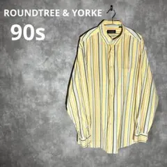 90s ROUNDTREE & YORKE ストライプシャツ ボタンダウン Lのサムネイル