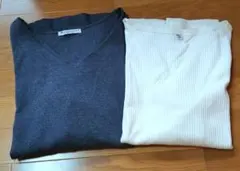 ダークグレー 白リブT 2枚セットUNIQLOクラシカルエルフ 3L大きいサイズ