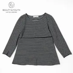 BEAUTY&YOUTH ボーダー カットソー Aライン 黒白 M 七分袖 美品