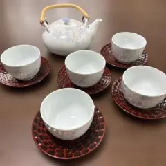 急須 湯呑み 5客セット 紫陽花柄