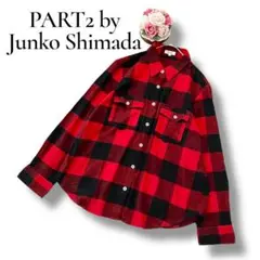 ジュンコシマダPART2 レディース　長袖ネルシャツ　赤　15号　ゆったりサイズ