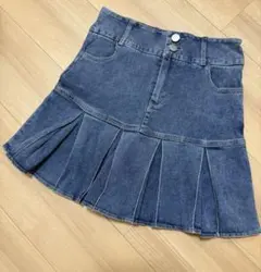 WEGO デニムミニスカート プリーツデザイン　Ｆ（フリーサイズ）