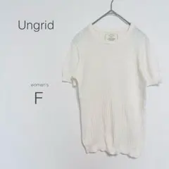 【アングリッド】トップス【F】リブ ニット 無地 白 半袖 伸縮性 薄手 細身のサムネイル