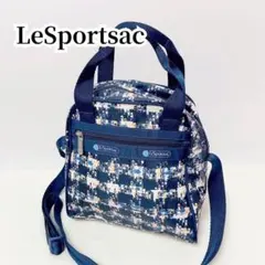【新品級】レスポートサック ツイード 2way ショルダーバッグ 紺 ブルー