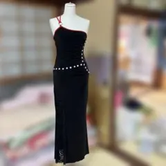 ワンショルダー ブラック タイトロングドレス