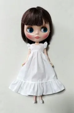 #A-660 ブライス、リカちゃんワンピース(T/Cブロード 白)