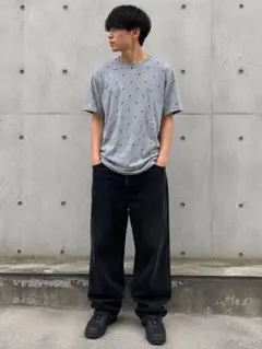 SAYHELLO ヤシの木 総柄 Tシャツ グレー L ストリート