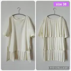 【CLANE】 クラネバックプリーツTシャツカットソースリーティアードブラウスのサムネイル