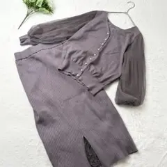 アプワイザーリッシェ　前後2way 　リバーシブルニットアップ　パール釦　異素材