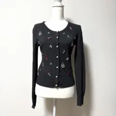 お値下げ♡グレービジューモチーフ 長袖カーディガン