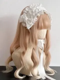 海外ハンドメイド　ロリータ リボン ヘッドドレス 　白　可愛い コスプレ