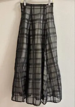チェック柄シアーフレアスカート[tu1082]