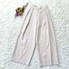 新品＊Myu ミュー　タック入り　ワイドパンツ　後ろゴム　ライトベージュ　Ｓ～Ｍ