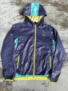 00s PUMA archiveナイロンジャケット フード付 ドット柄ジッパー