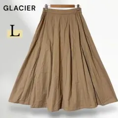 GLACIER フレアスカート L ベージュ ミモレ丈 ウエストゴム