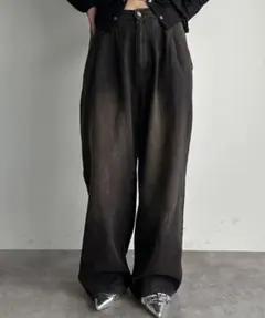 apres jour mignon ウォッシュ加工タックデニムのサムネイル