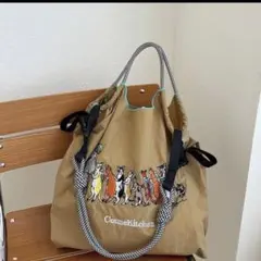 お値下げ【新品】刺繍ナイロンエコバッグ（Mサイズ）ショルダー付き