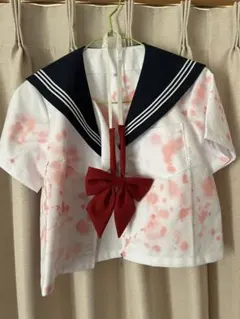 セーラー服上下 白赤水玉模様　L