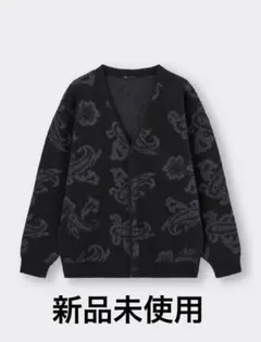 GU ブラッシーニットVネックカーディガン ペイズリー