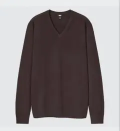 UNIQLO エクストラファインメリノ Vネックセーター　ダークブラウン　L