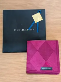 新品未使用 BURBERRY マゼンタ チェック柄ハンカチ