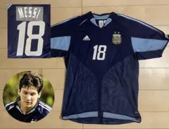 アディダスサッカーユニフォームアルゼンチン代表04 05アウェイメッシ選手ブルー