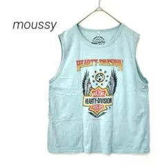 moussy タンクトップ ロゴ ノースリーブ ハーレー　 ブルー　夏のサムネイル