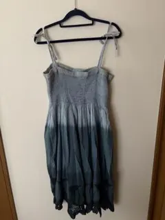 キャミワンピース グラデーション レース裾