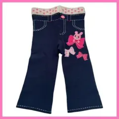 ホットビスケッツ ミキハウス デニム風パンツ ピンク 80cm リボン