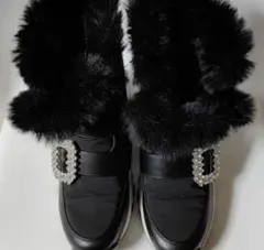 【美品】＋diana クリスタルバックル スノーブーツ 23.5 厚底　黒