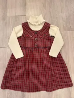 ファミリア　ワンピース　ジャンパースカート　チェック　ニット 100cm