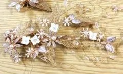 ウェディング ジュエリー ゴールド フラワー 豪華 ヘッドドレス