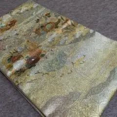 【美品】袋帯 正絹 六通柄 螺鈿光芒 彩花四季尽くし 金銀箔錦織 　◆1886◆