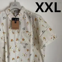 USA企画XXLノースフェイス柄ビッグサイズ半袖シャツホワイト白