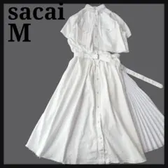 sacai デニム ドッキング プリーツシャツワンピース アシンメトリー