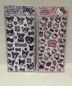 ヒョウ柄　キティ　クロミ キャンディグリッターシール