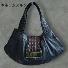 美品未使用カイマンマルチカラー ハンドバッグ エキゾチックレザー 