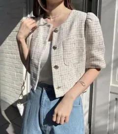 ツイードショートジャケット(NICE CLAUP)