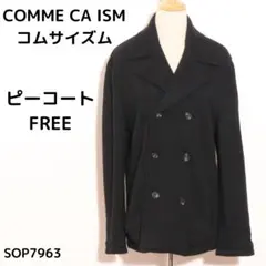 COMME CA ISM ブラック ピーコート FREE