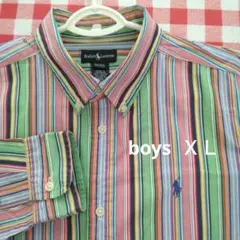 Ralph Lauren マルチカラー ストライプ 長袖シャツ　ボーイズXL