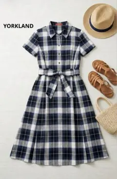 YORKLAND ヨークランド 半袖チェック柄シャツワンピースのサムネイル