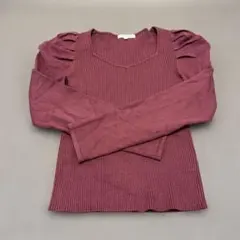 リエンダ riendaワインレッド 長袖パフ袖ニット