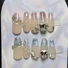 韓国　ギャル　マグネット　ネイル　ロング　スナ系　y2k ワンホン　ガーリー