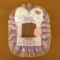硬質カードケース ハンドメイド 推し活 デコ 猫耳 パープル メイド風 肉球