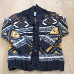 幾何学模様 ニットカーディガン 120