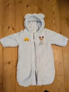 ミッキー フリースおくるみ 水色