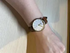 TIAN WANG 腕時計 クォーツ ブラウンレザー