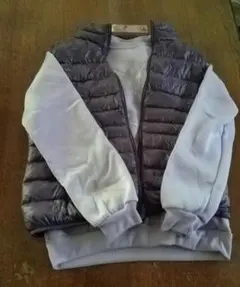 美品　ユニクロ　ダウンベスト　パープル　+SHEINスウェット　セット販売