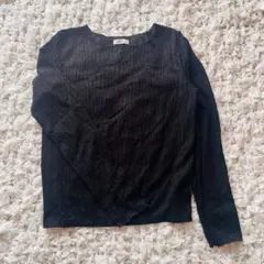 earth muses & ecology ウェーブジャガード　黒　長袖